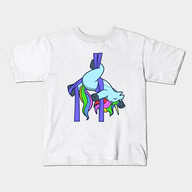 Aerial Silk Unicorn Kids T-Shirt by Modern Medieval Design